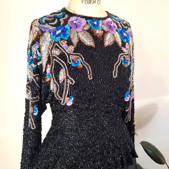 Heavily beaded peplum top - Picture 1 of 11